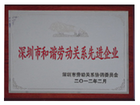 Сертификат гармоничного предприятия в области трудовых отношений в Шэньчжэне